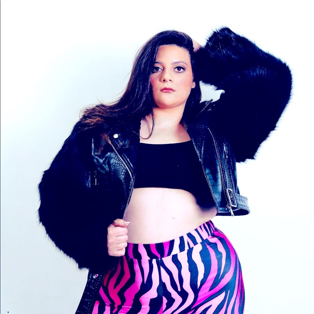 Paris Black Faux Fur Crocc Leather Jacket